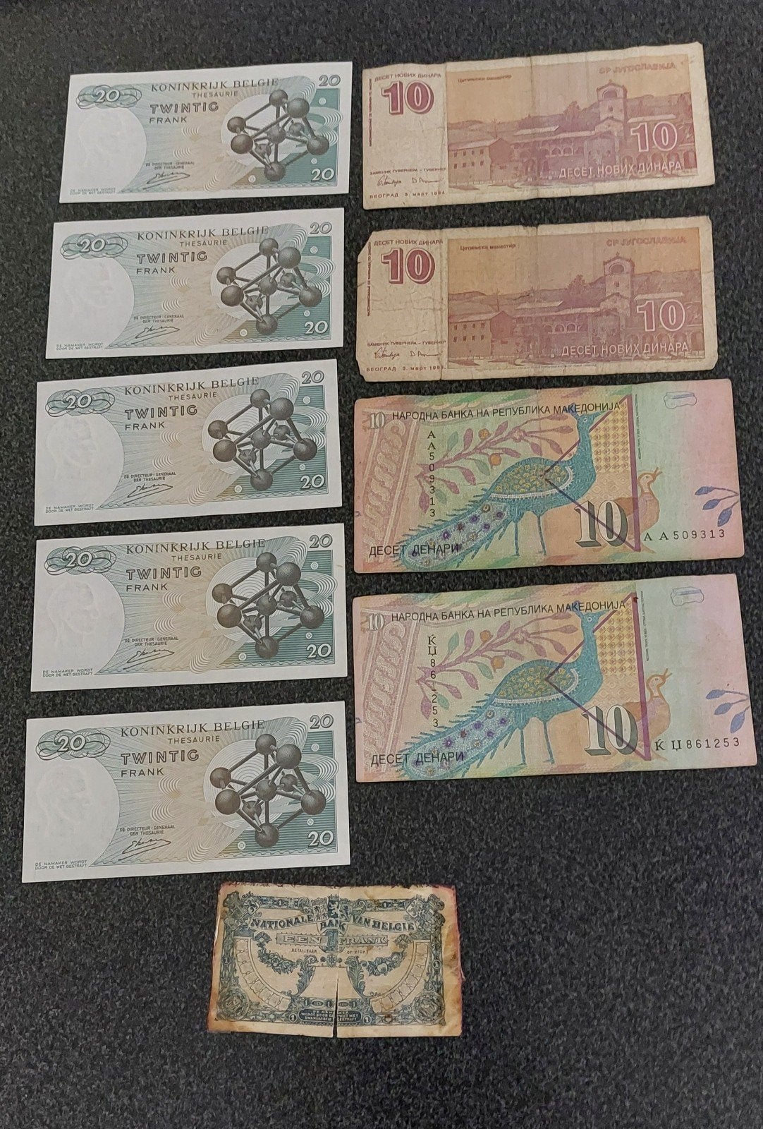 Diverse oude bankbiljetten (België, Joegoslavië, Ma, Postzegels en Munten, Bankbiljetten | België, Ophalen, Setje