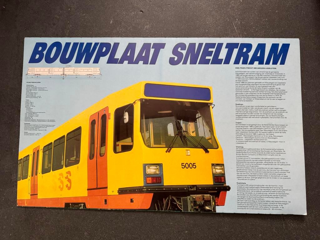 Bouwplaat Sneltram Utrecht Nieuwegein IJsselstein jaren '80/, Ophalen of Verzenden, Zo goed als nieuw, Trein, Overige typen