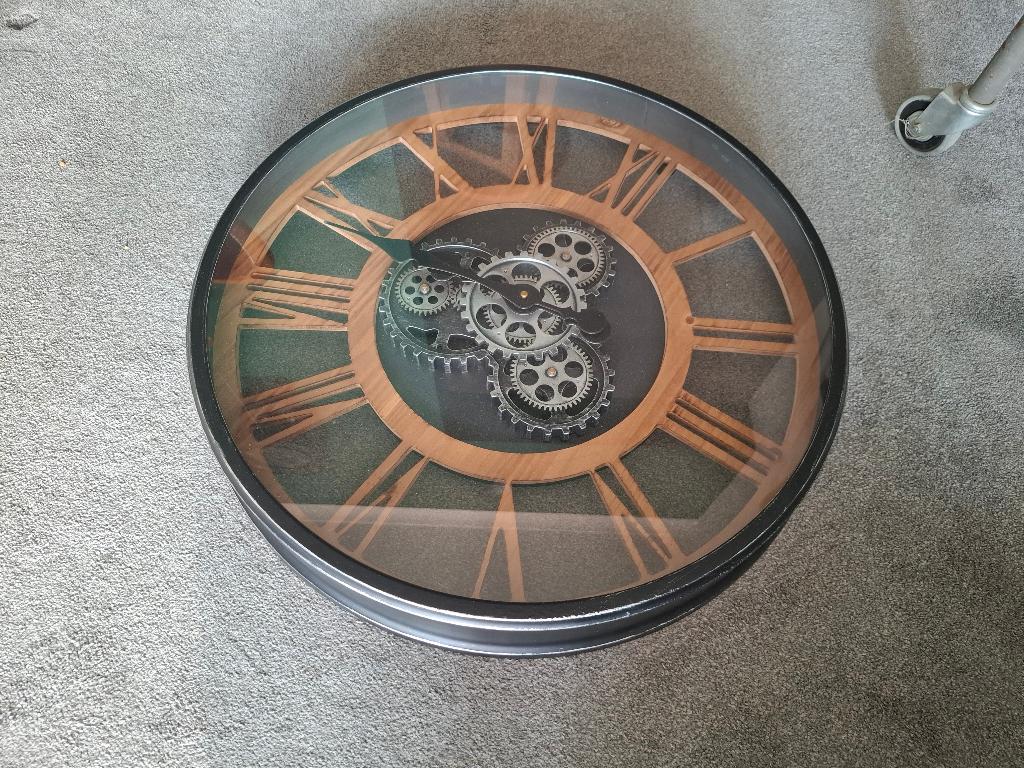 Industriele Steampunk klok 60cm, Ophalen, Zo goed als nieuw, Analoog, Wandklok