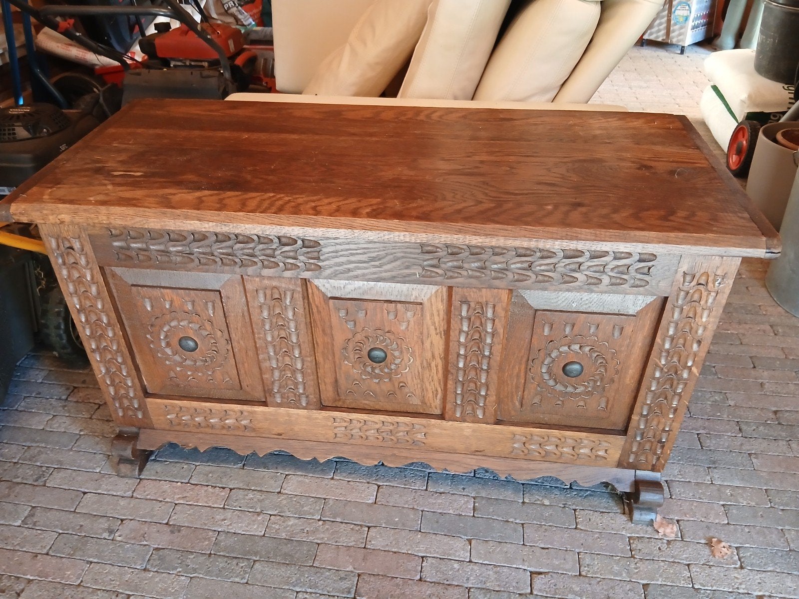 mooie houten antieke dekenkist, Ophalen, Gebruikt, Eikenhout, Minder dan 50 cm