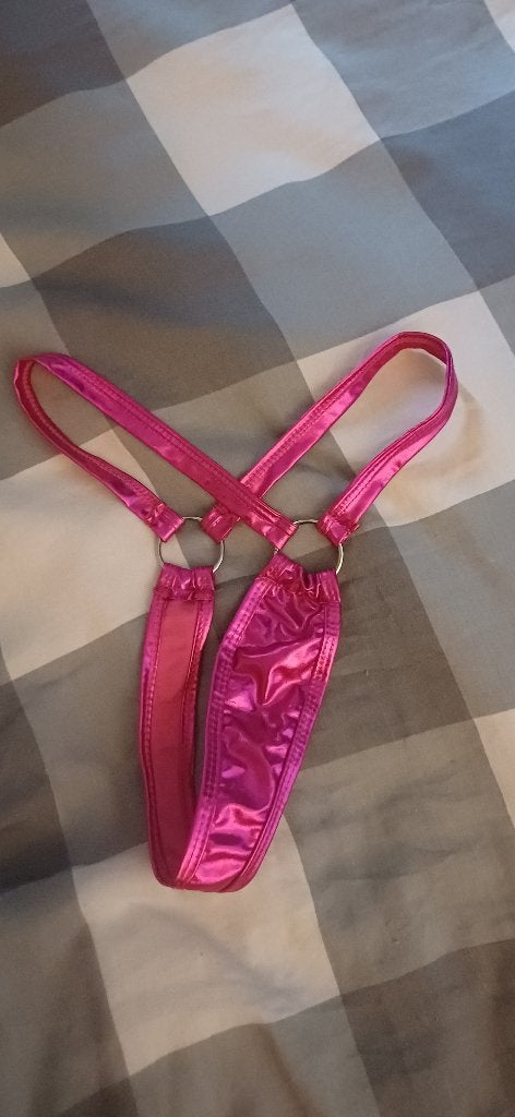 sexy lakstringetje kleur paars-roze, maat xs, clubwear ed, Onbekend, Verzenden, Paars, String
