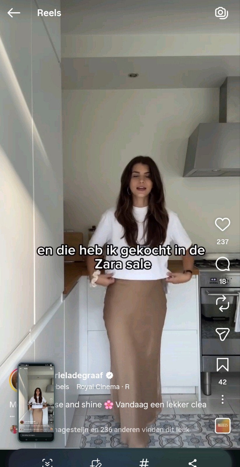 Prachtige rok met onderrok - Maat M, Maat 38/40 (M), Bruin, Zara, Nieuw