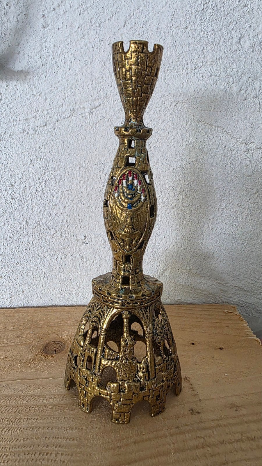 vintage judaica messing kandelaar, Ophalen of Verzenden, Koper of Brons