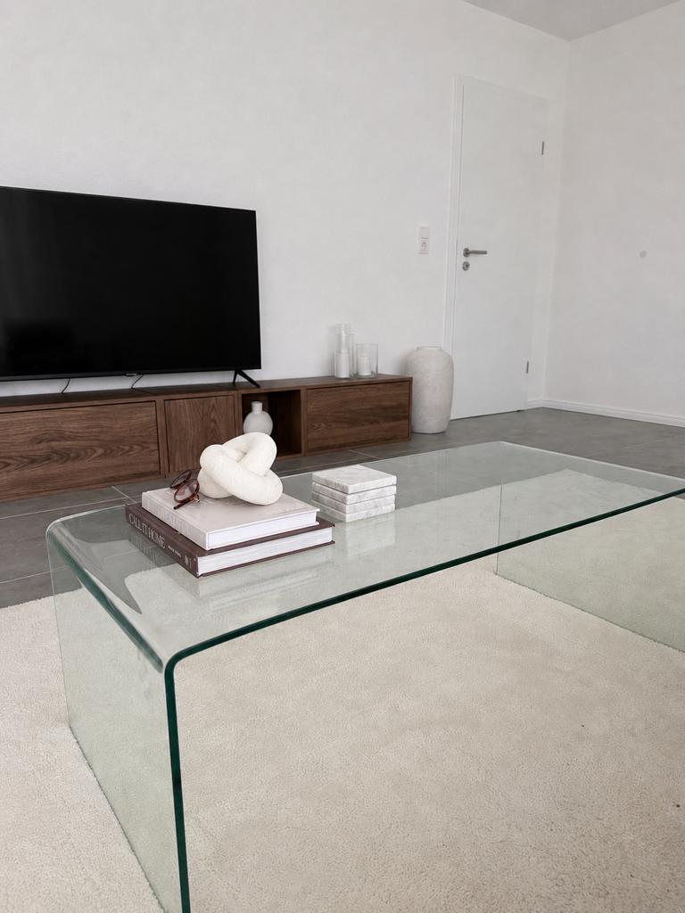 Glazen salontafel in Fiam stijl, Ophalen, Gebruikt, 100 tot 150 cm, 50 tot 100 cm
