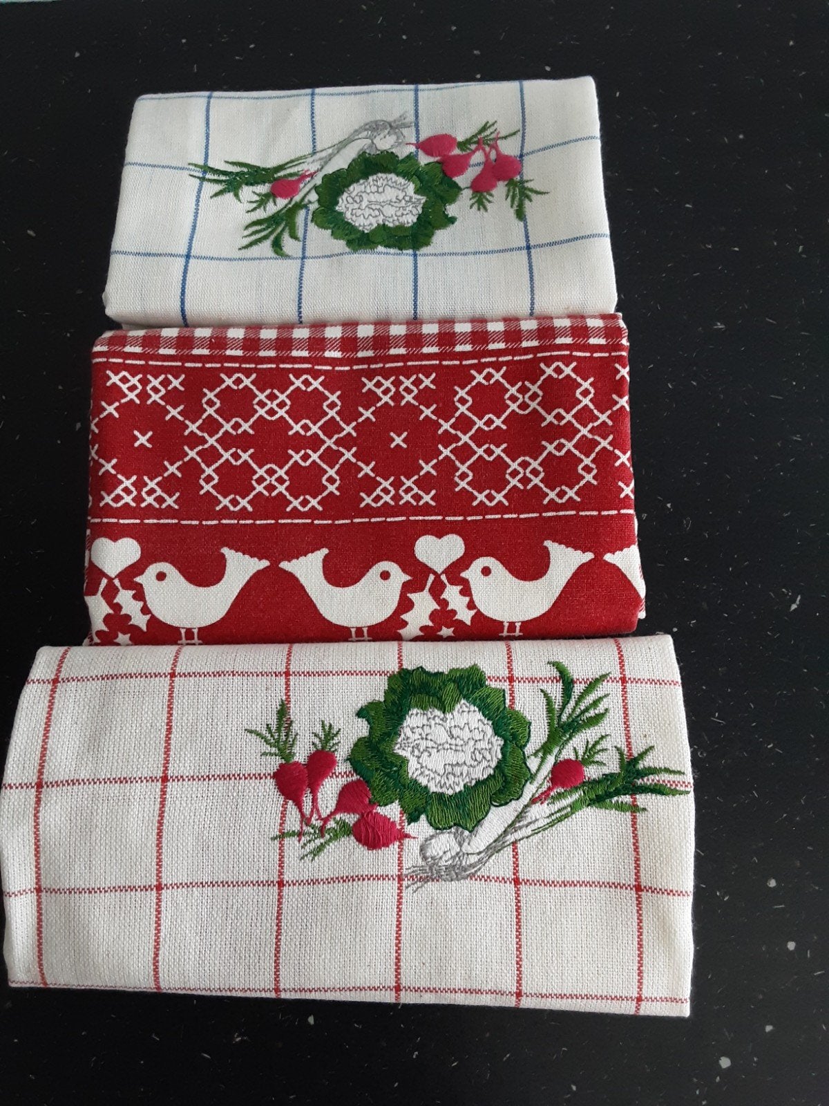 3 NIEUWE THEEDOEKEN, Ophalen of Verzenden, Nieuw, Rood