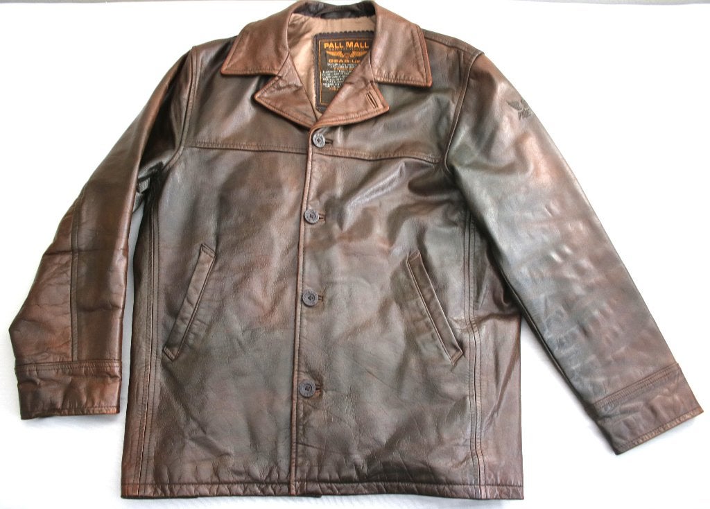 Cognac Pall Mall leren jas Medium, Kleding | Heren, Ophalen of Verzenden, Zo goed als nieuw, Maat 48/50 (M), Bruin