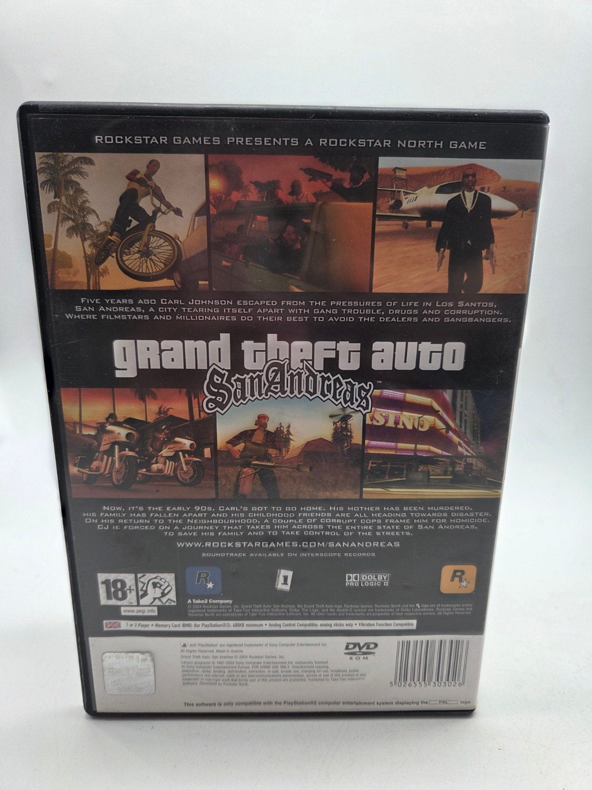 Grand Theft Auto San Andreas PS2 - Klassieke Actiegame, Avontuur en Actie, Gebruikt, Vanaf 18 jaar, Info@rockstargames.com