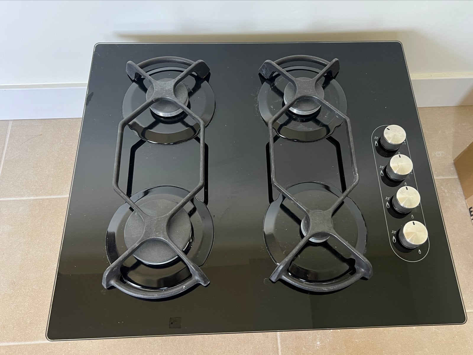 Ikea Inbouw Gasfornuis - Zwart Glas, 4 Pitten, Ophalen, 4 kookzones, Zo goed als nieuw, Inbouw