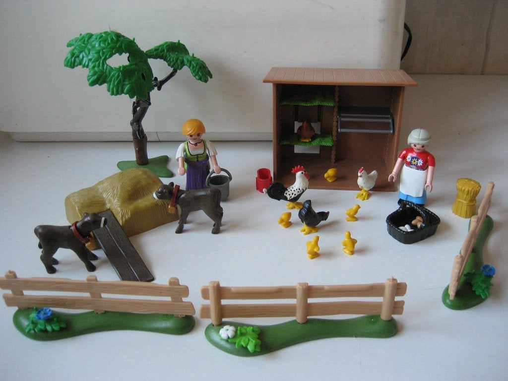 playmobil boerinnen met koeien kippen haan en hok, Ophalen of Verzenden, Zo goed als nieuw