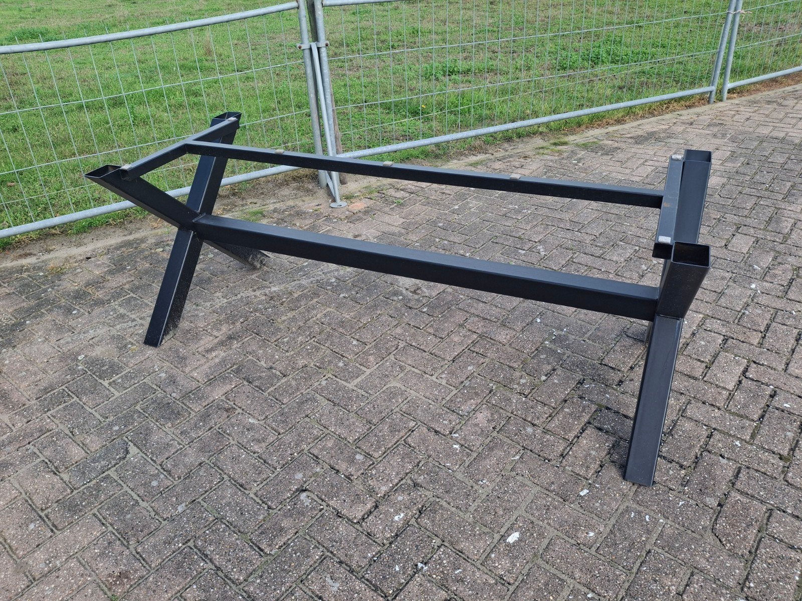Zwart metalen tafelonderstel - X-poten, Ophalen, Tafelpoot, Industrieel, Modern, 50 tot 100 cm