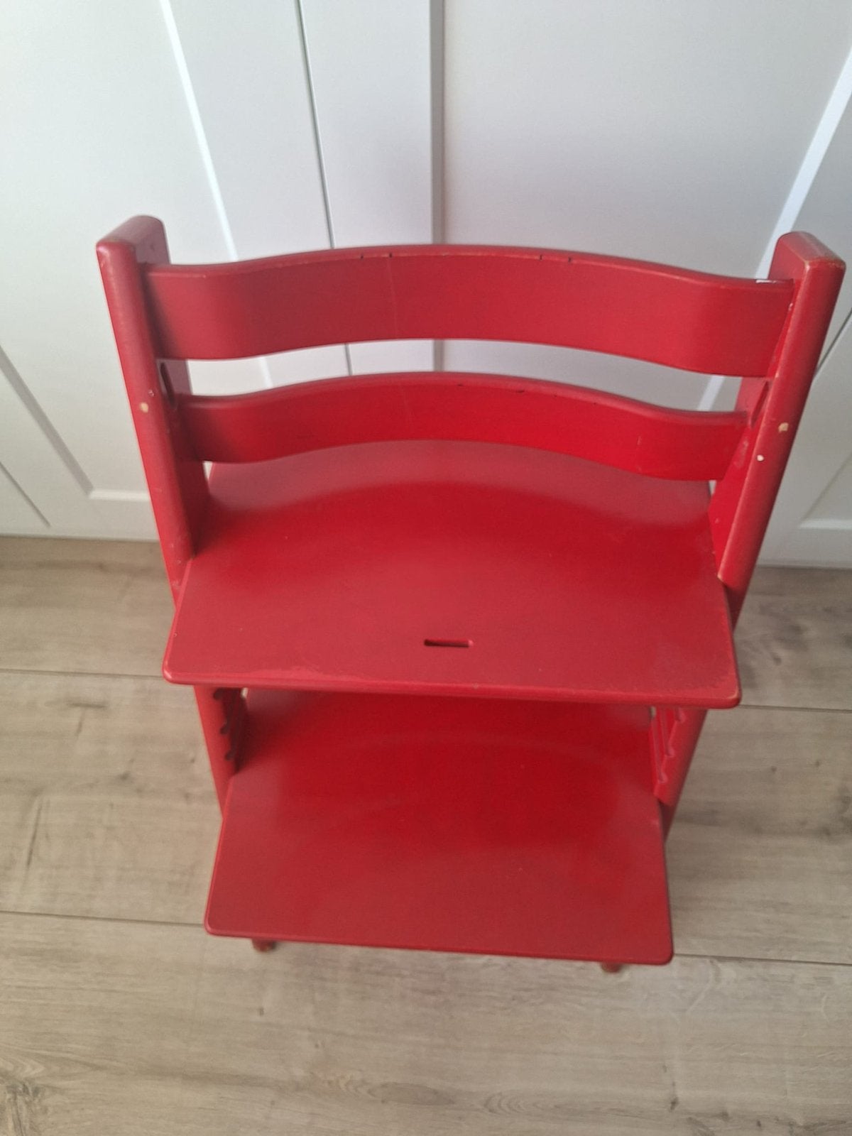 Tripp trapp rood (model houten beugel), Ophalen, Gebruikt, Meegroeistoel