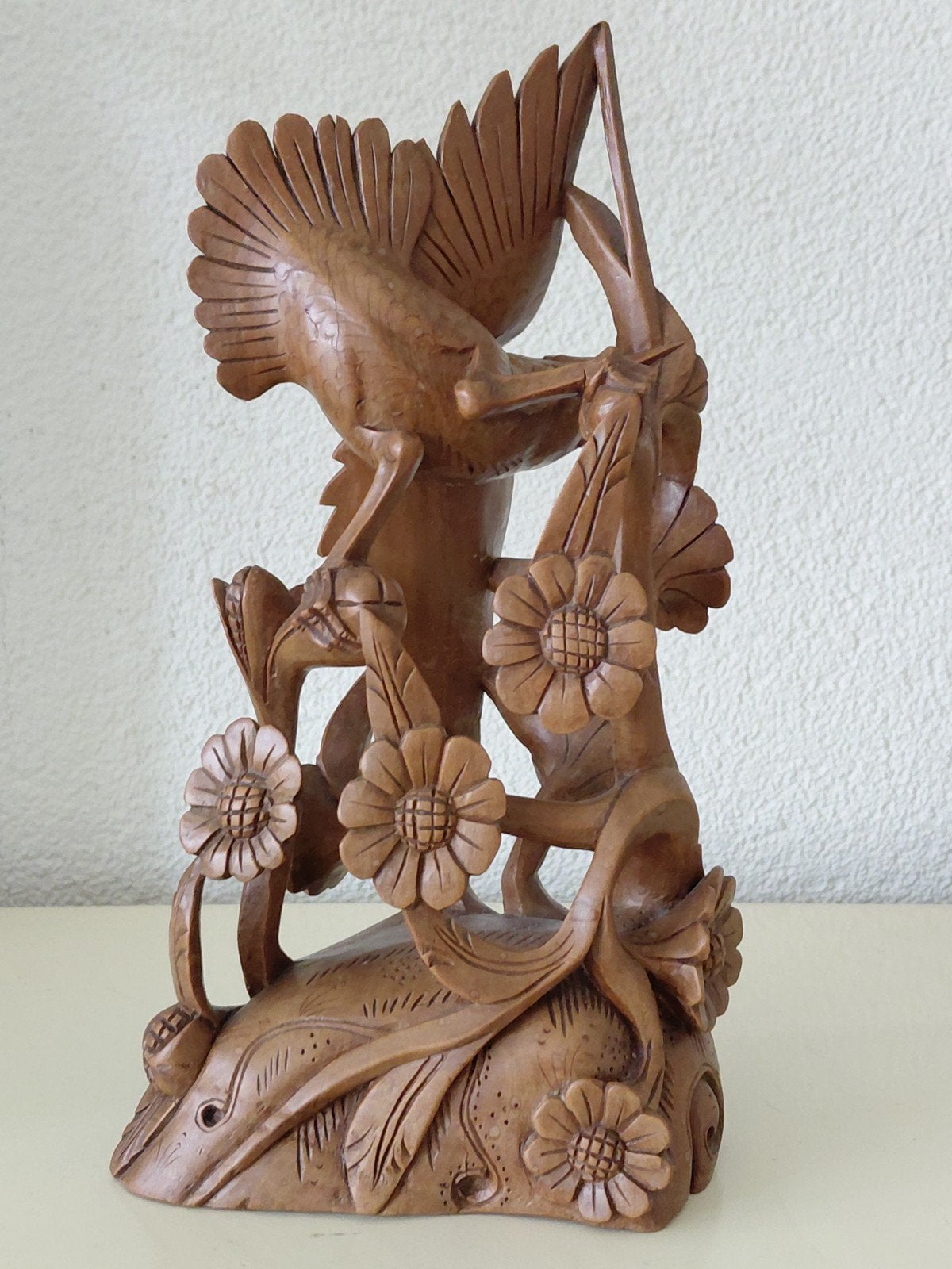 Handgesneden houten beeld art-deco uit Bali jaren 50, Antiek en Kunst, Ophalen of Verzenden, Handgemaakt, 20 - 50 cm, Beeld