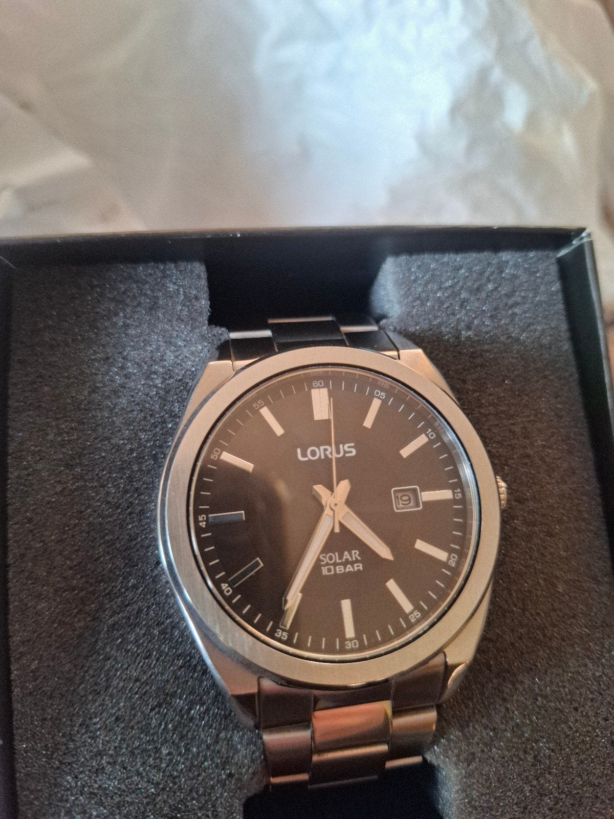 Lorus RX351AX9 Solar Heren Horloge - 100m Waterdicht, Overige merken, Staal, Staal, Polshorloge
