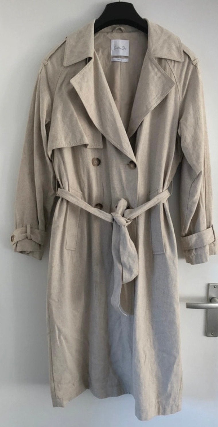 Lichtbeige vintage trenchcoat van Cotton Club, maat L, Ophalen of Verzenden, Zo goed als nieuw, Maat 42/44 (L), Beige