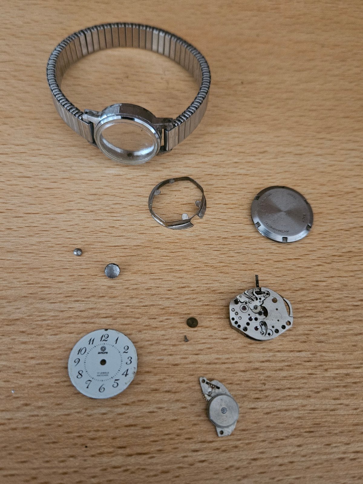 Vintage Ancre Polshorloge - Onderdelen of Restauratie, Ophalen of Verzenden, Staal, Overige merken, 1960 of later
