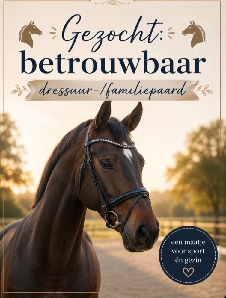 Gezochte fijn. Betrouwbaar dressuurpaard, Dieren en Toebehoren, Merrie, Met stamboom, M, Dressuurpaard
