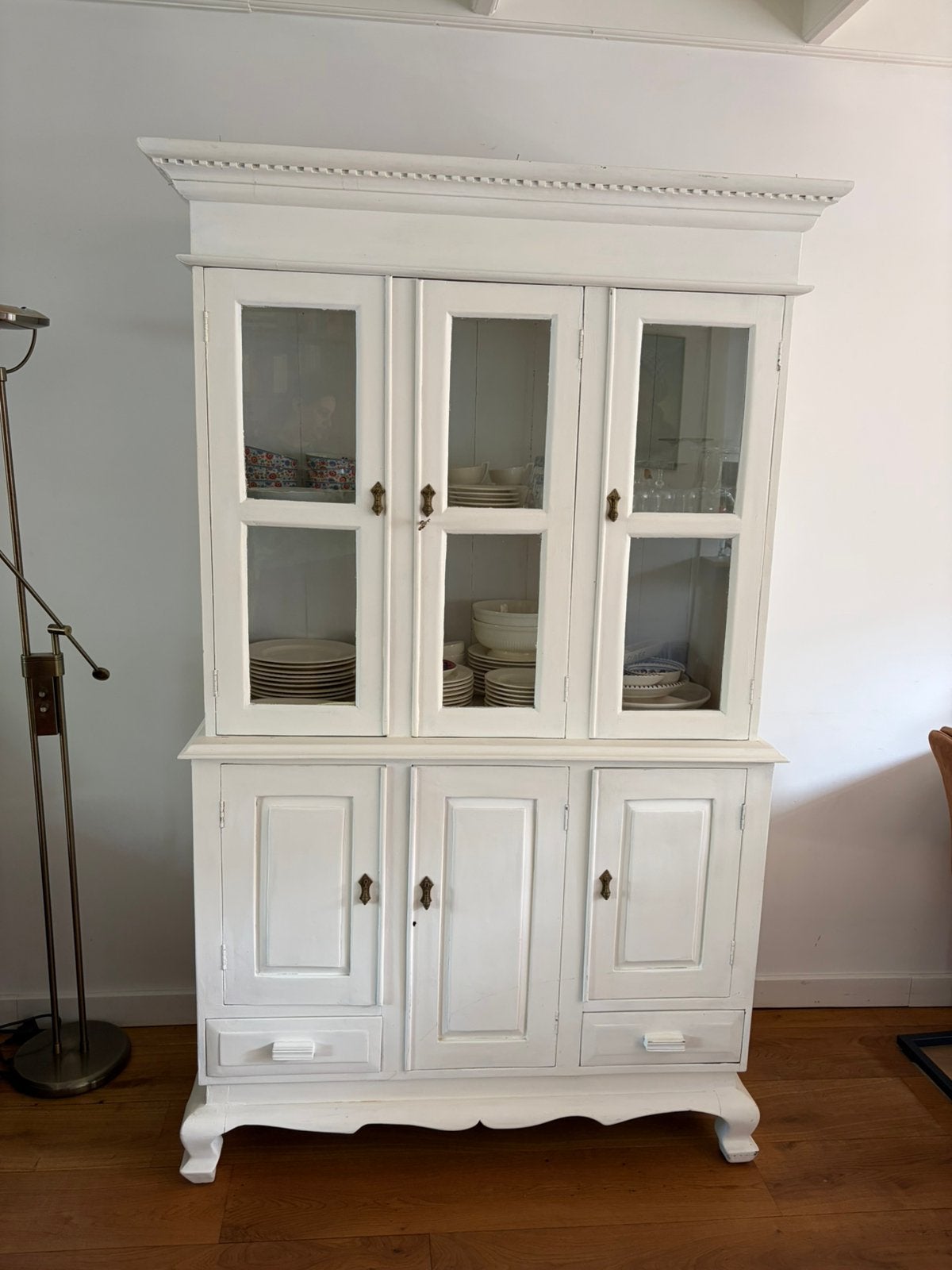Servies kast Birma teakhout, Huis en Inrichting, Kasten | Buffetkasten, Ophalen, Gebruikt, 100 tot 150 cm, 200 cm of meer