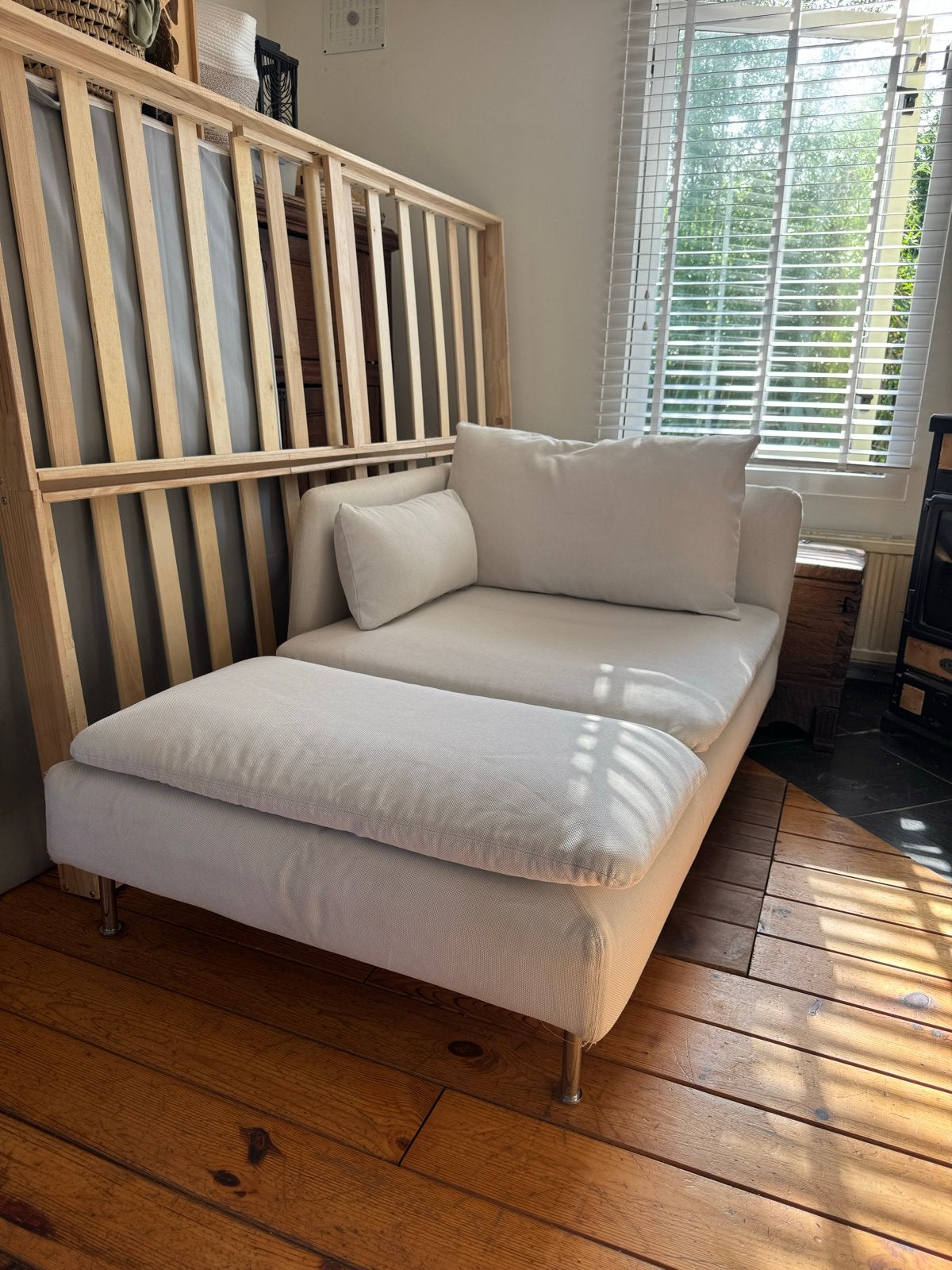 IKEA Soderhamn chaise longue wit met wasbare hoes, Eenpersoons, 100 tot 125 cm, Ophalen of Verzenden, Zo goed als nieuw