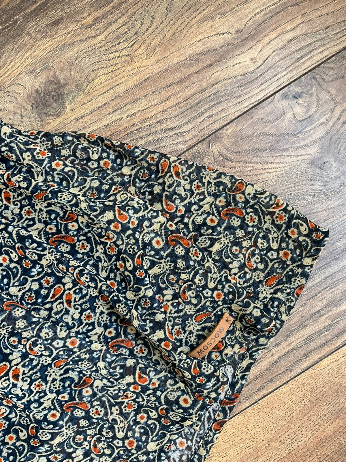 Gevoerde jurk, donker blauw, paisley print, Moscow, maat M, Blauw, Zo goed als nieuw, Knielengte, Ophalen