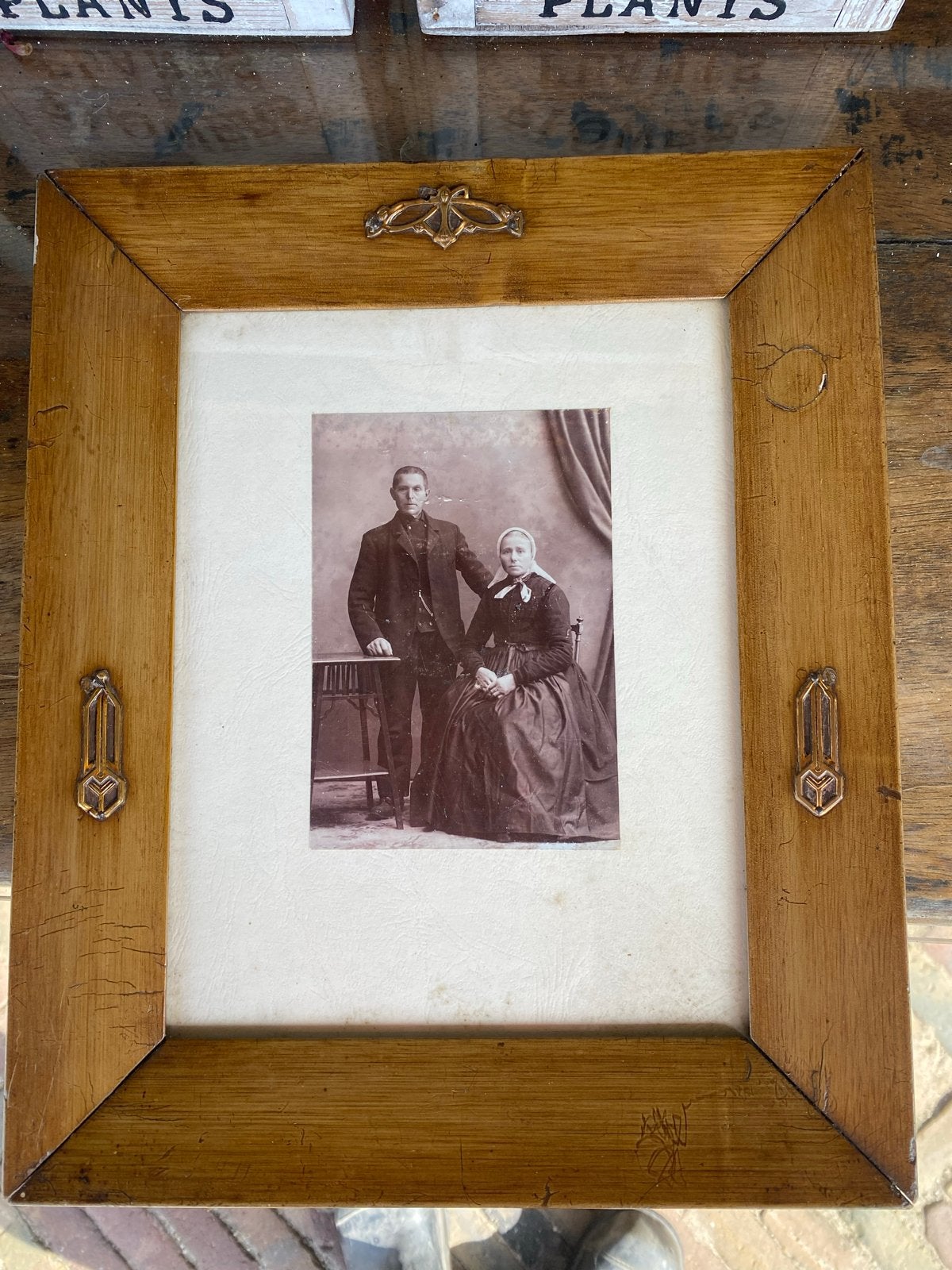 Prachtige antieke lijst met origineel glas, Huis en Inrichting, Woonaccessoires | Lijsten, Bruin, Gebruikt, Ophalen of Verzenden