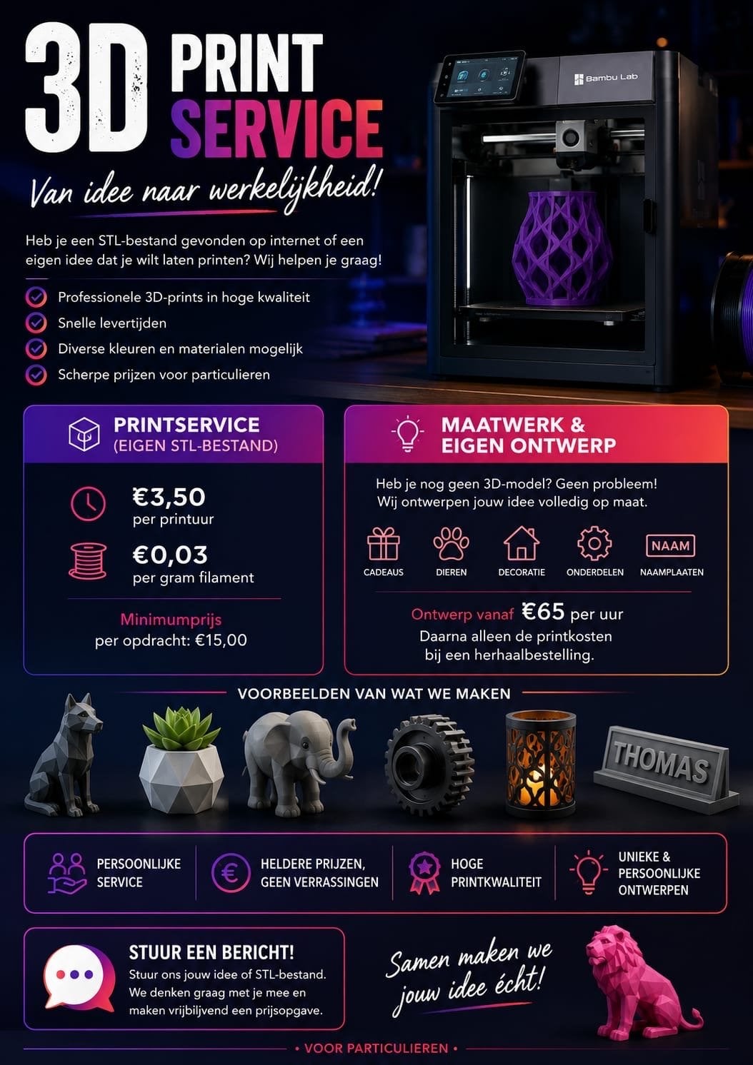 3D Print Service: Van Idee naar 3d, Computers en Software, 3D Printers, Verzenden, Nieuw, Filament
