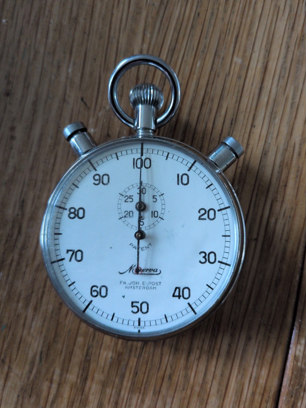 Vintage Minerva stopwatch - werkend, Ophalen of Verzenden, Staal, Overige merken, 1930 tot 1960