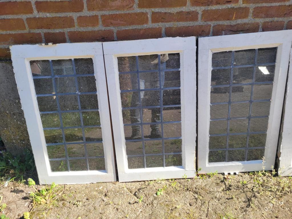 Prachtige glas in lood ramen, Ophalen, Gevelraam of Ruit, Gebruikt, Minder dan 80 cm