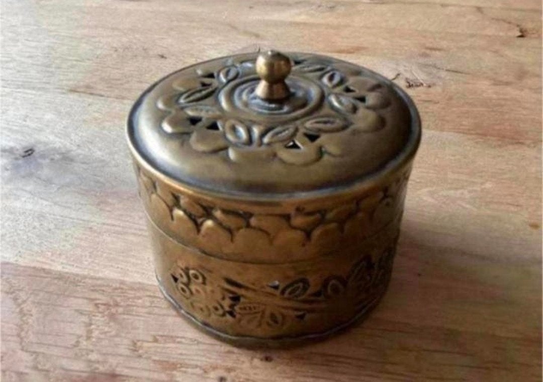 Oude messing (tabak of potpourri) pot., Antiek en Kunst, Ophalen of Verzenden