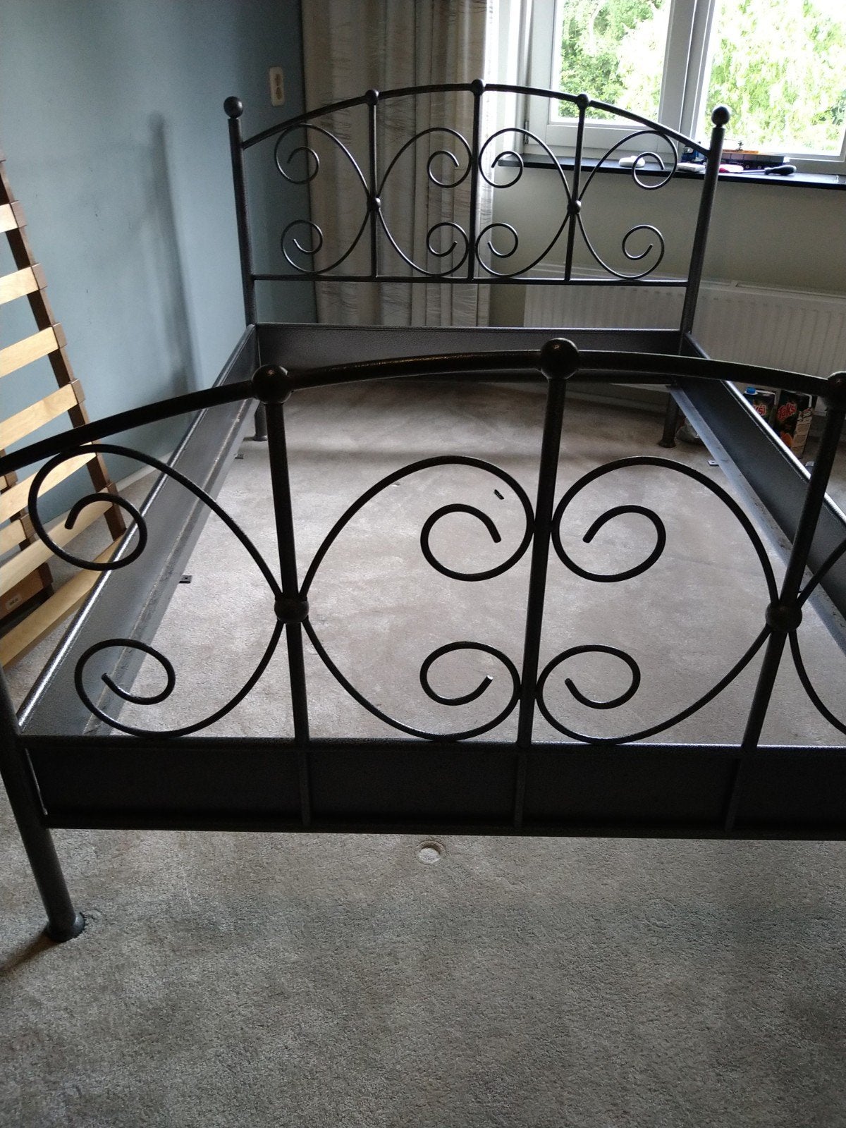Metalen Bed, Huis en Inrichting, Ophalen, Zwart, Tweepersoons, 140 cm