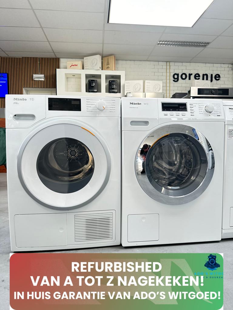 MIELE T1 & W1 Set Warmtepompdroger & Wasmachine 8KG, Witgoed en Apparatuur, Wasmachines, MIELE, Info@adoswitgoed.nl, Refurbished