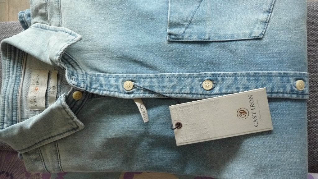 Spijkerblouse Cast Iron – L, Kleding | Heren, Overhemden, Nieuw, Halswijdte 41/42 (L), Blauw, Ophalen of Verzenden