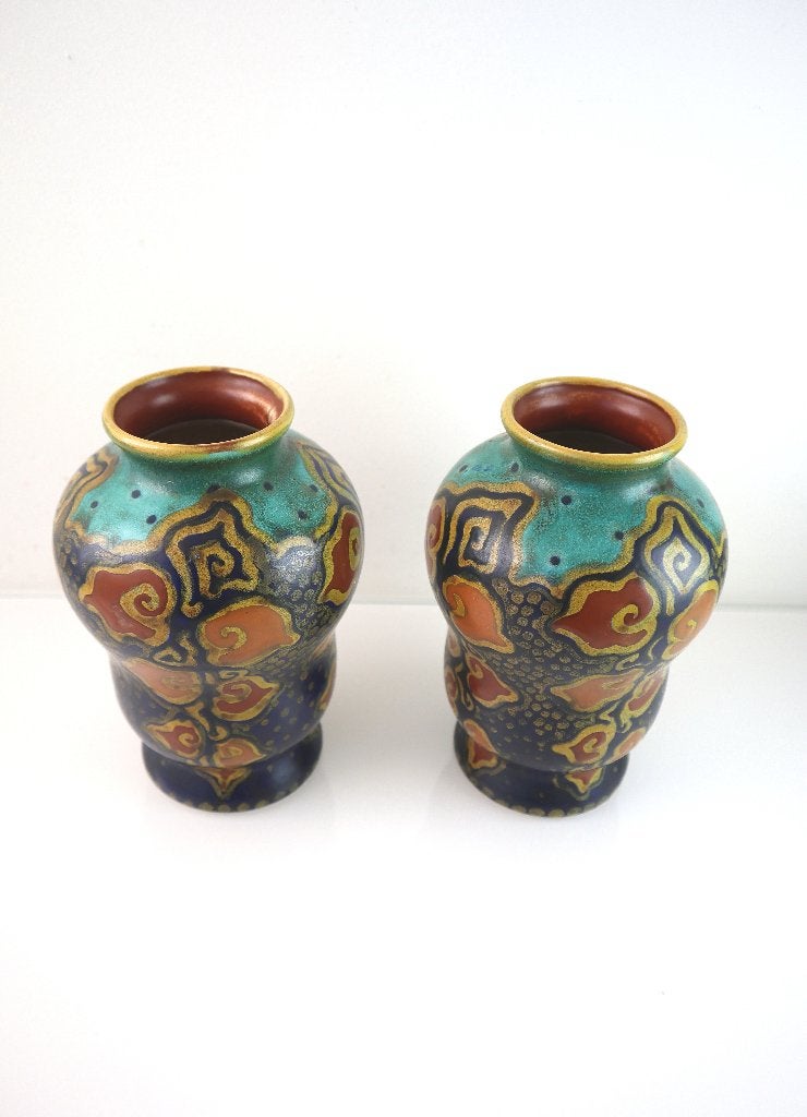 Set plateel plazuid vazen 1920., Ophalen of Verzenden