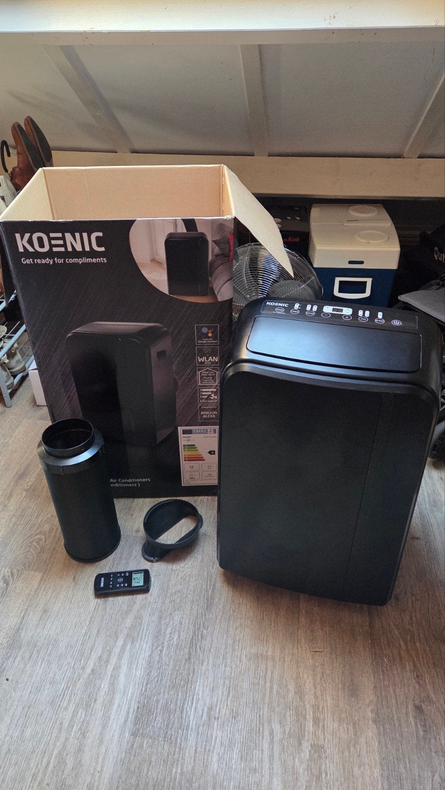 Koenic Mobiele Airco 9000Btu, Ophalen, Timer, 3 snelheden of meer, Zo goed als nieuw