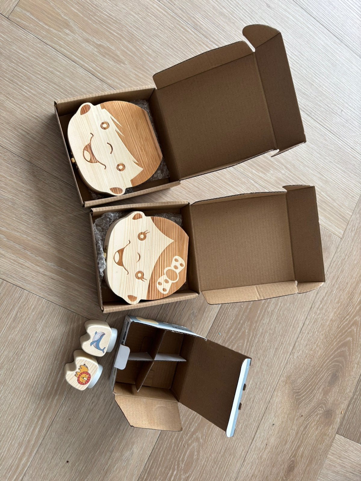 Houten tandendoosjes nieuw in doos, Ophalen of Verzenden, Nieuw