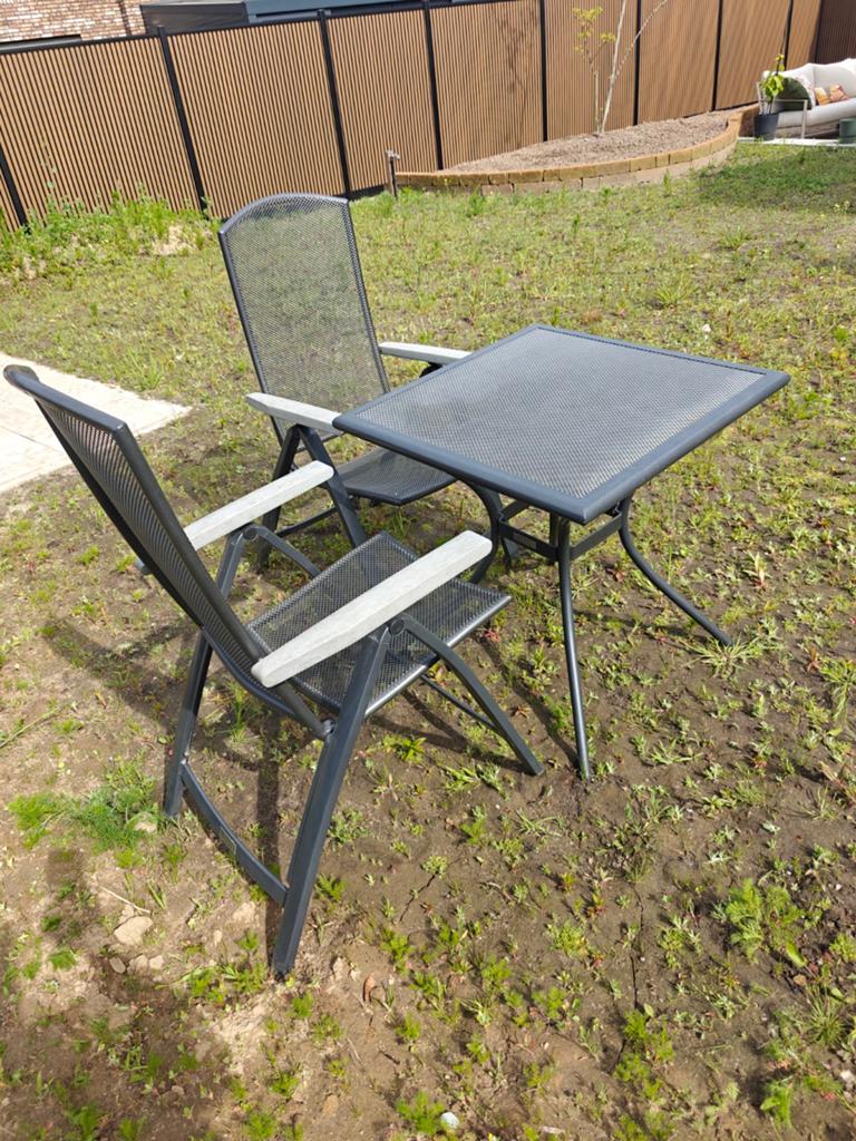 Royal Patio tuinset 70x70 met 2 stoelen (uitbreidbaar), Tuin en Terras, Tuinsets en Loungesets, Gebruikt, Aluminium, Tuinset, Eettafel