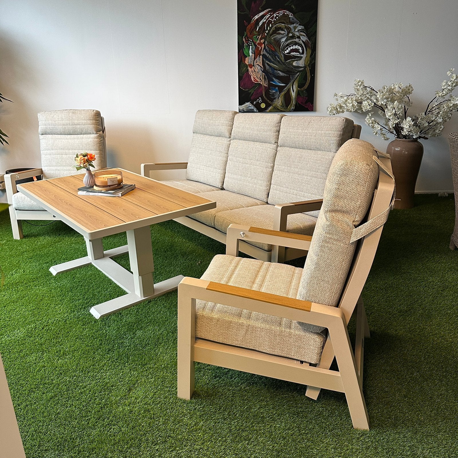 LIFE Luxe Loungeset – 3-Zitsbank + 2 Verstelbare Stoelen!!, Zenq, ., Aluminium, Ophalen of Verzenden