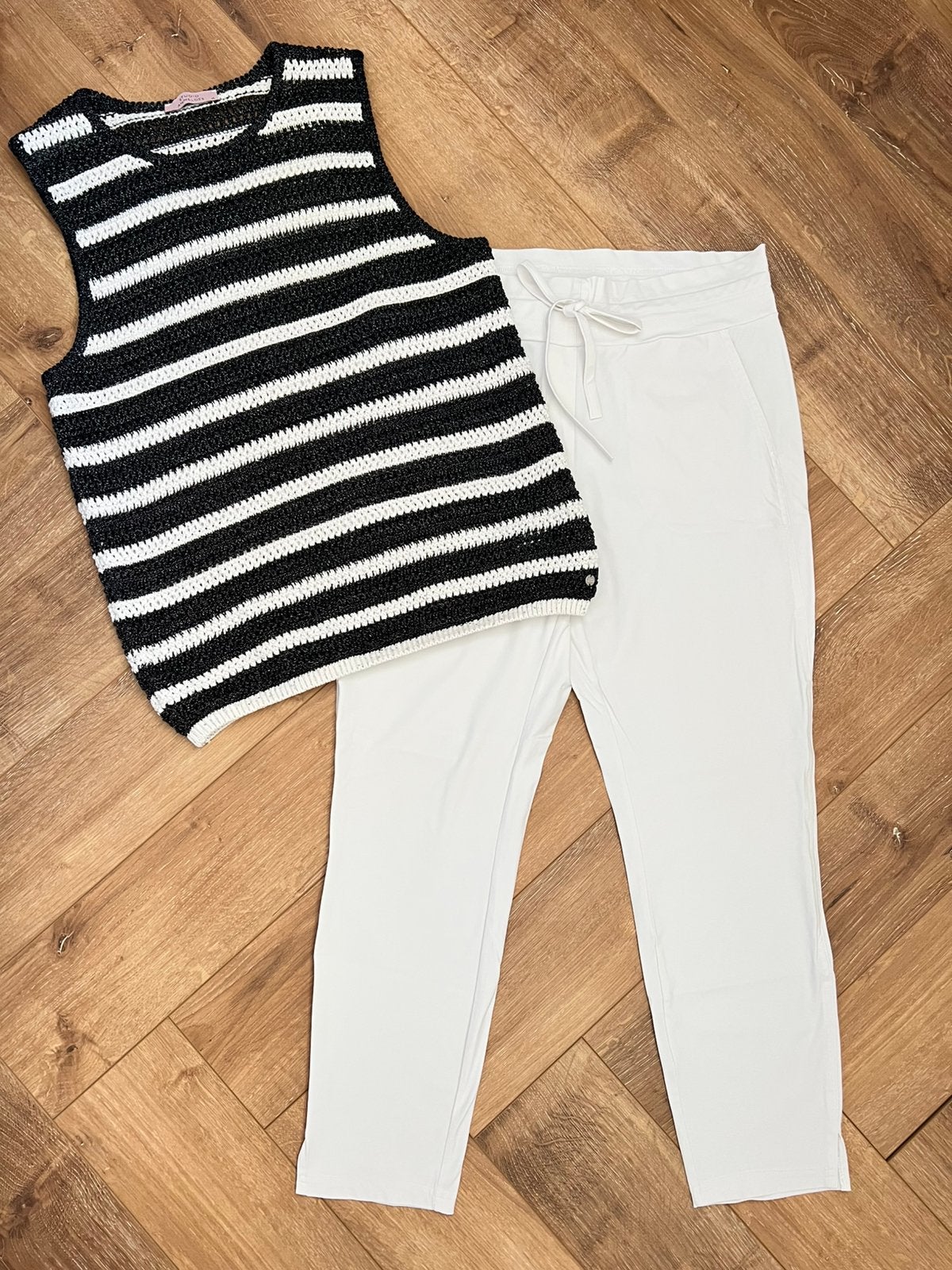 Studio anneloes stripe top XL & startup broek M wit travel, Wit, Maat 46/48 (XL) of groter, Ophalen of Verzenden, Zo goed als nieuw