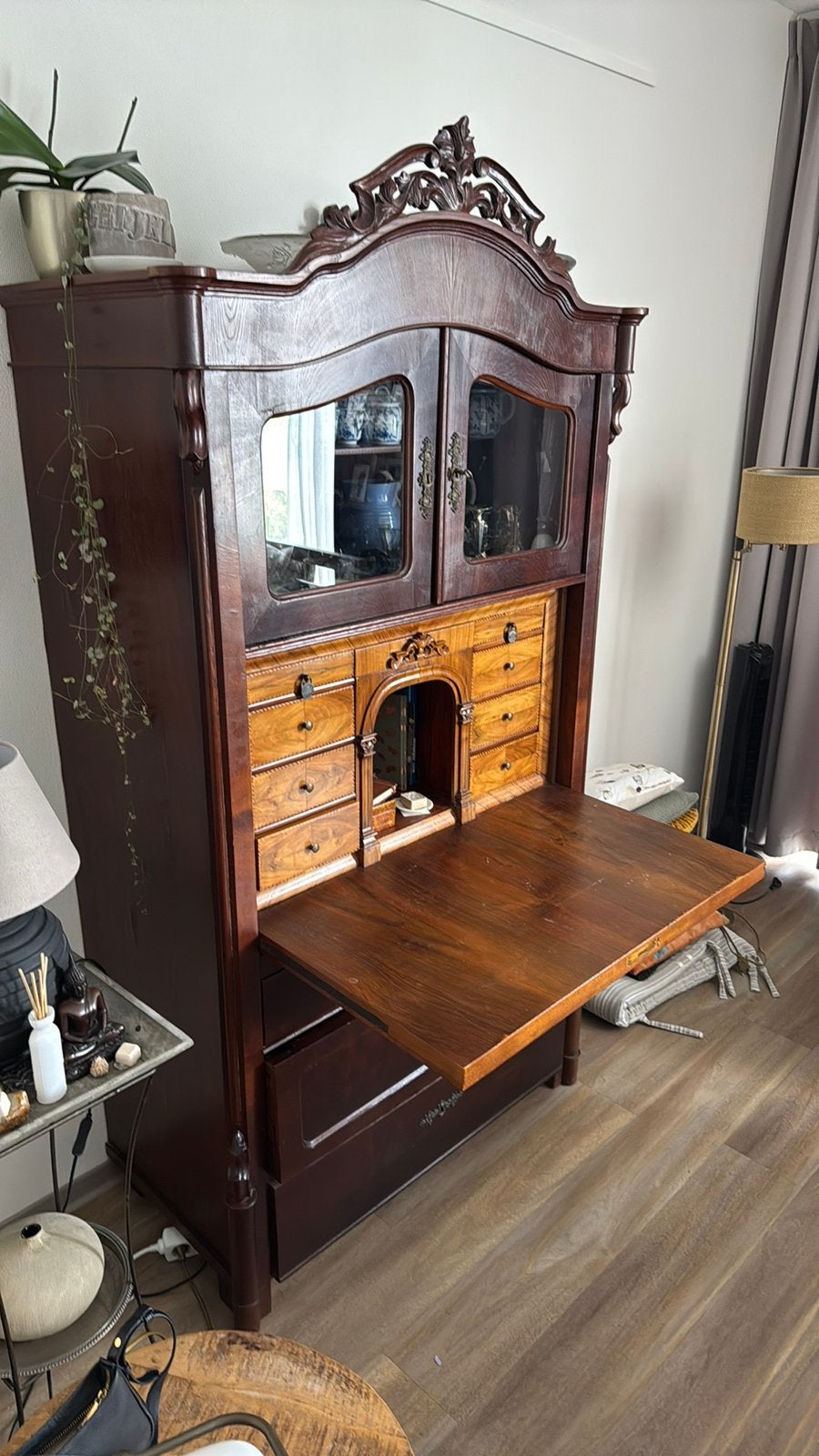Antieke mahonie secretaire ca. 1880 – met certificaat, Antiek en Kunst, Antiek | Meubels | Kasten, Ophalen
