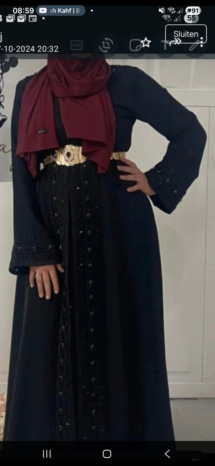 Elegante Zwarte Tijdloze Takchita, marokkaanse feestjurk, Kleding | Dames, Ophalen of Verzenden, Zo goed als nieuw, Zwart, Onder de knie
