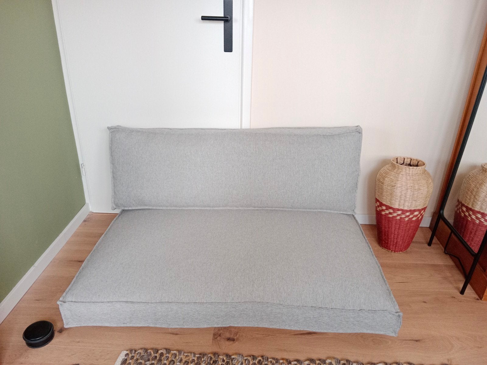 Grijze palletbank kussens (80 x 120 cm), Tuin en Terras, Ophalen, Gebruikt
