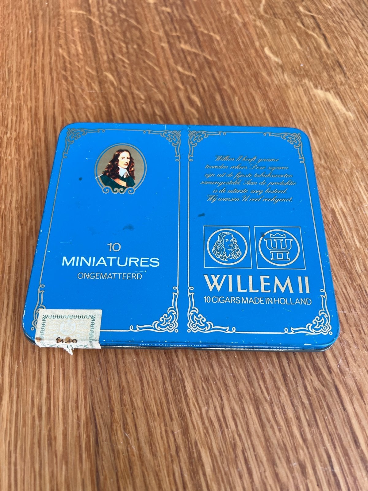 Vintage Willem II Miniatures sigarenblikje (leeg), Verzamelen, Ophalen of Verzenden, Gebruikt, Overige, Overige merken