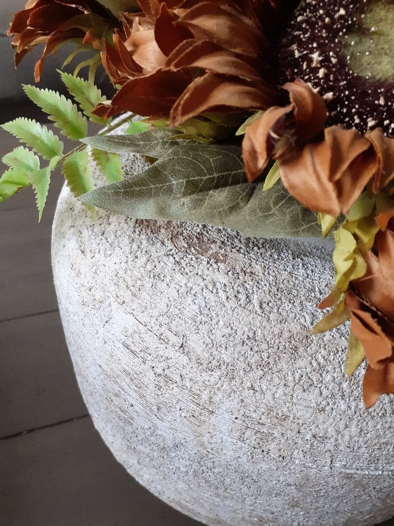 Prachtig kunstbloem-stuk in STILL merk-pot, nieuwstaat!, Binnen, Bruin, Zijde, Ophalen of Verzenden