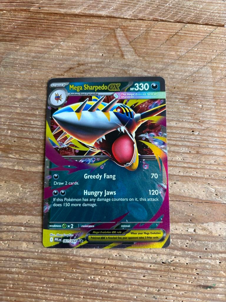 Mega Sharpedo EX Pokémon kaart, Ophalen of Verzenden, Gebruikt, Losse kaart, Foil