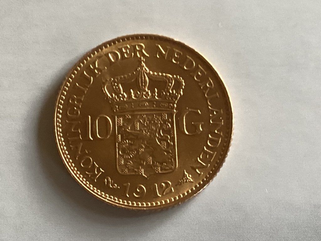 Gouden tientje 1912, Koningin Wilhelmina, Losse munt, 10 gulden, Goud
