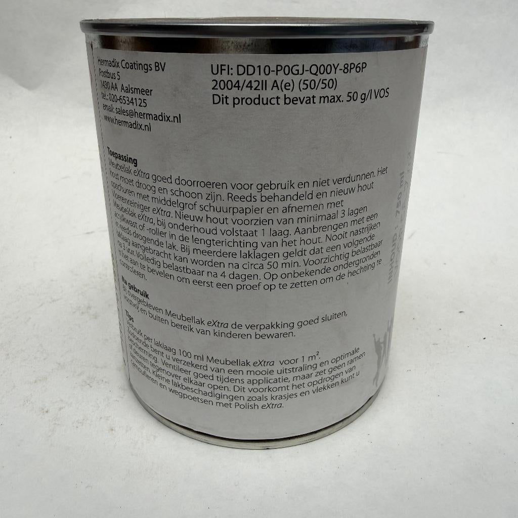 Hermadix Meubellak Extra Blanke Lak Verf Glans 750ml, Doe-het-zelf en Verbouw, Overige kleuren, Nieuw, Hermadix, Hermadix