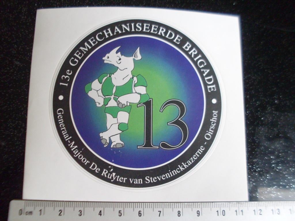 sticker 13e gemechaniseerde brigade logo neushoorn embleem, Verzamelen, Verzenden, Zo goed als nieuw, Bedrijf of Vereniging