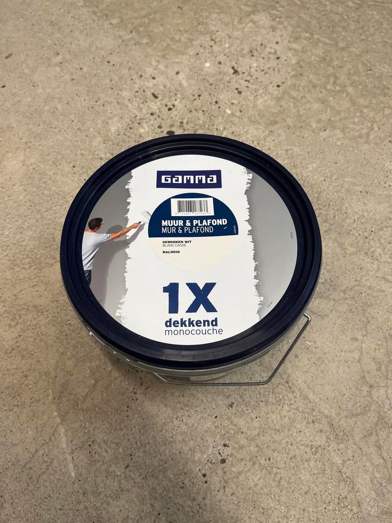 Gamma Muur & Plafond Verf Gebroken Wit (RAL 9010) - 2L, Ophalen, Gebruikt, Wit, Verf