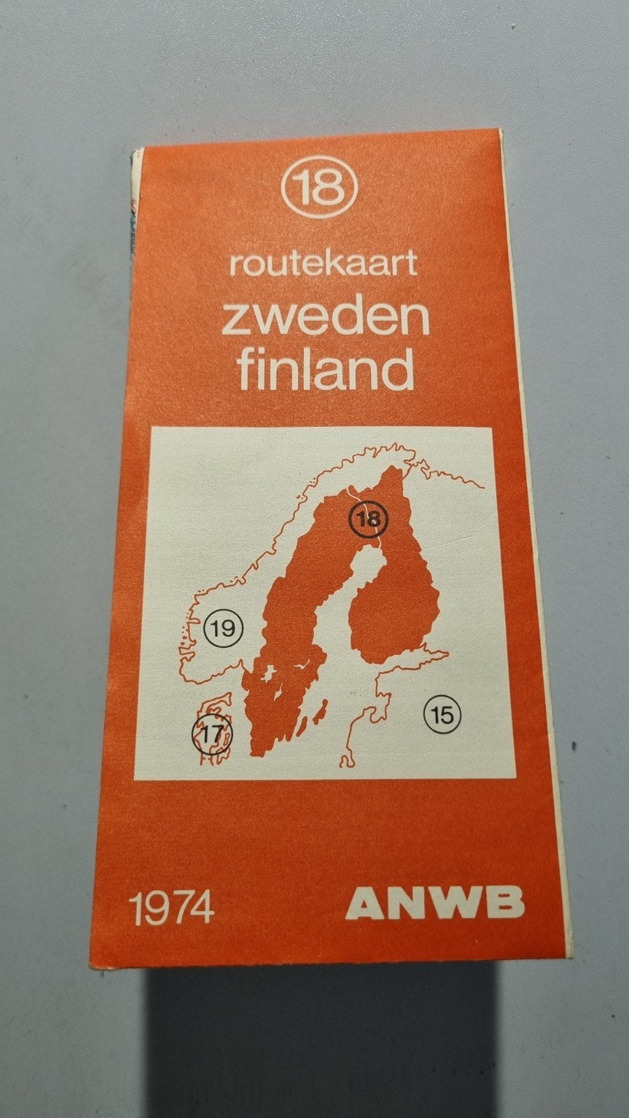 ANWB Routekaart Zweden Finland 1974 - Vintage Landkaart, Ophalen of Verzenden, Gelezen, 1800 tot 2000, Landkaart