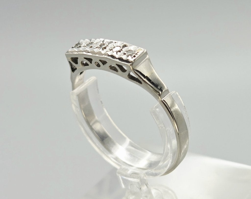 Vintage gouden aanschuif ring diamant.Ca: 0.25 ct. 2026/376, 18 tot 19, ., Ophalen of Verzenden, Zo goed als nieuw