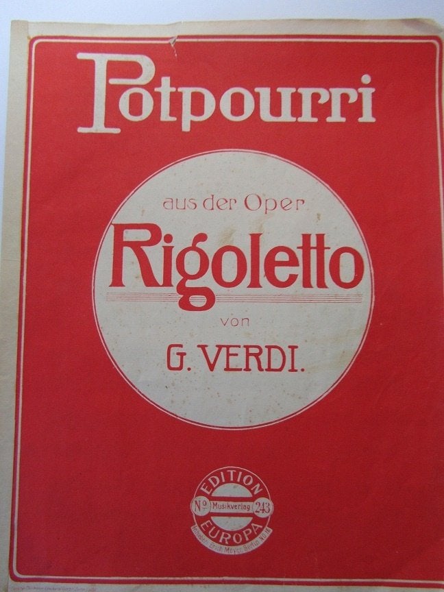 POTPOURRI - OPERA RIGOLETTO VAN G. VERDI **Oude Bladmuziek**, Ophalen of Verzenden, Gebruikt, Artiest of Componist, Klassiek
